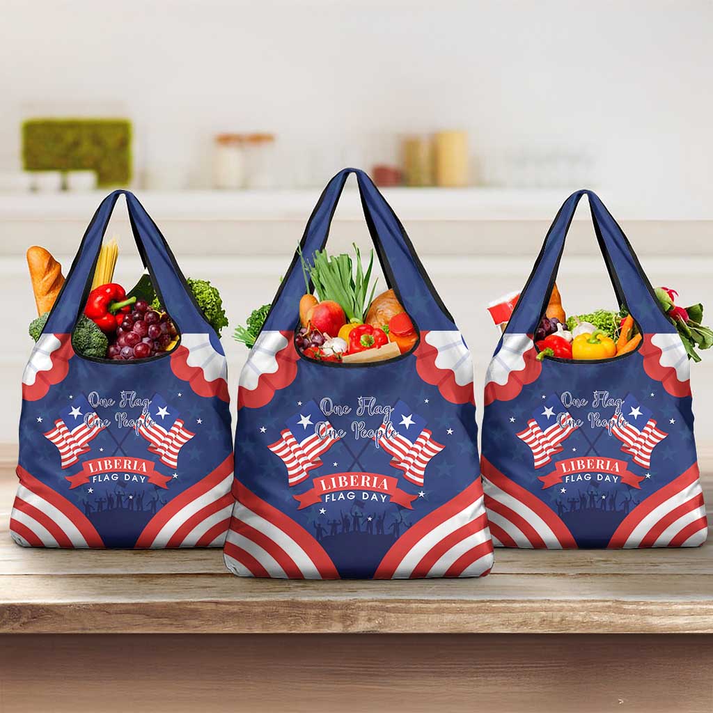 Happy Liberia Flag Day Grocery Bag One Flag One People - Wonder Print Shop