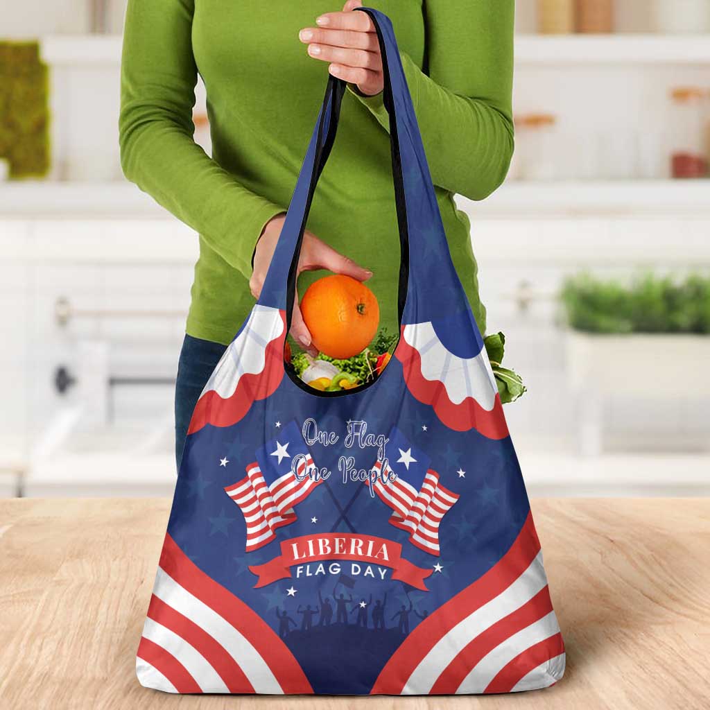 Happy Liberia Flag Day Grocery Bag One Flag One People - Wonder Print Shop