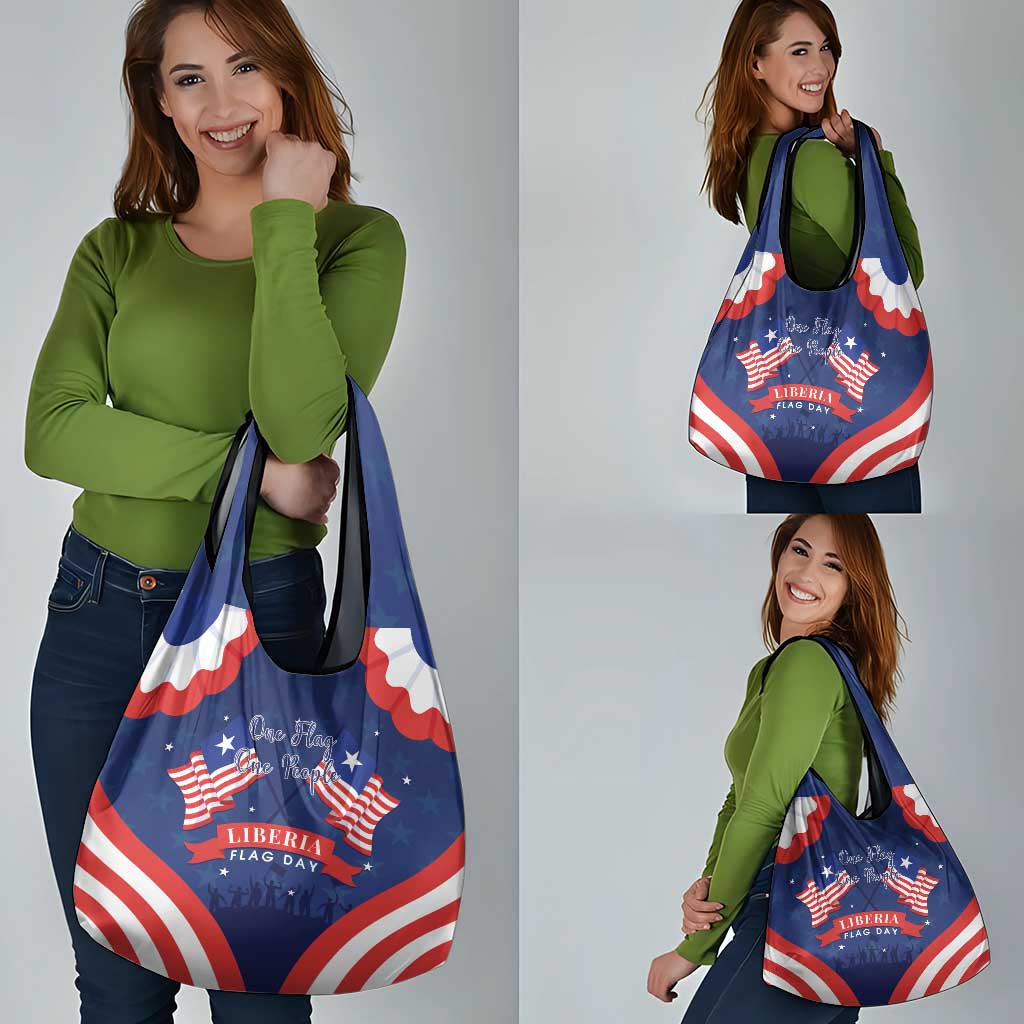 Happy Liberia Flag Day Grocery Bag One Flag One People - Wonder Print Shop