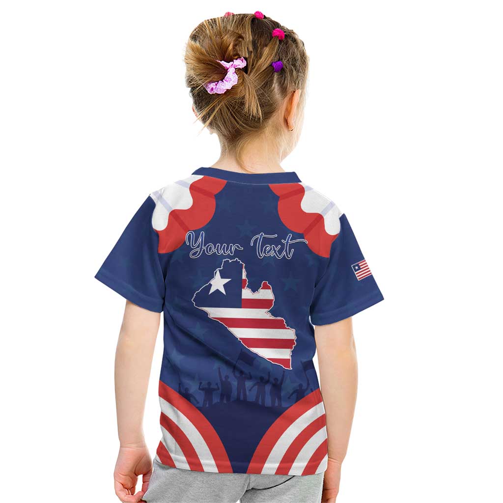 Personalized Happy Liberia Flag Day Kid T Shirt One Flag One People - Wonder Print Shop