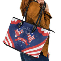 Happy Liberia Flag Day Leather Tote Bag One Flag One People - Wonder Print Shop