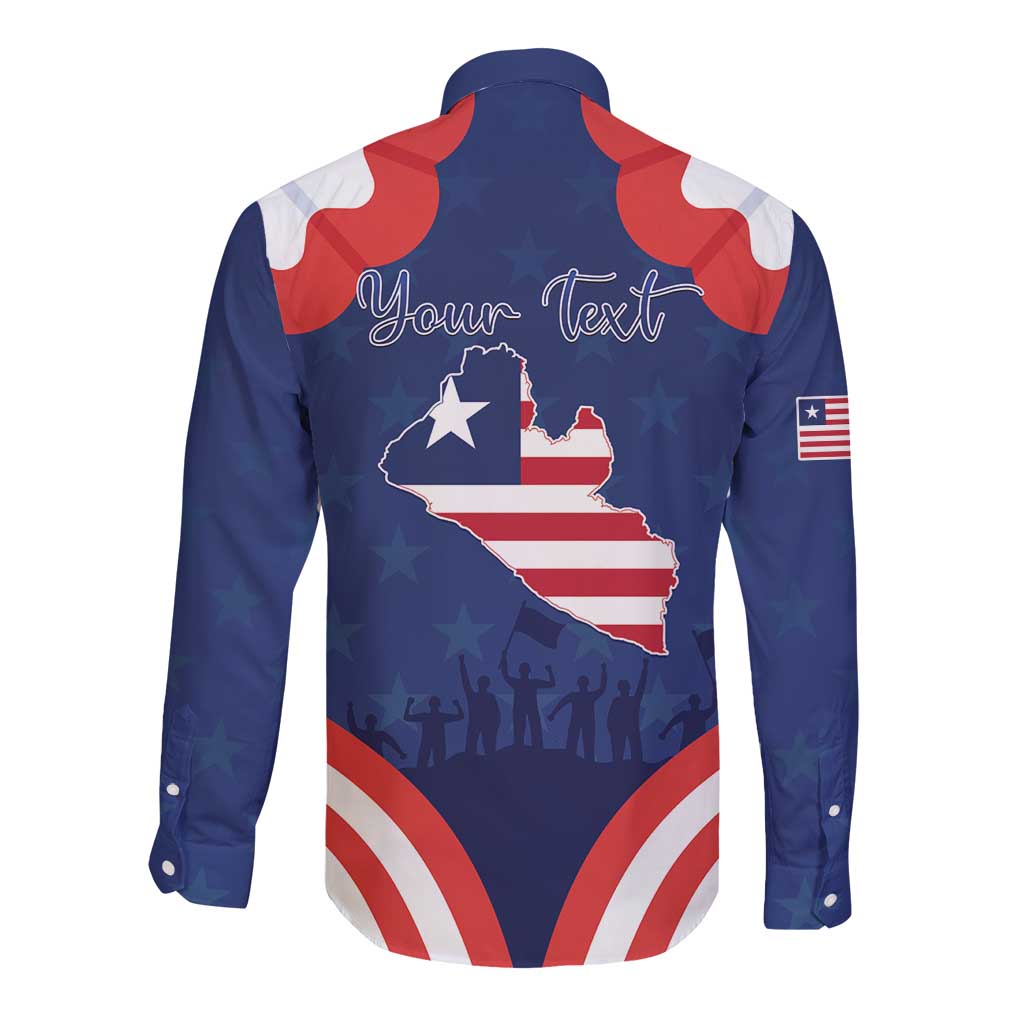 Personalized Happy Liberia Flag Day Long Sleeve Button Shirt One Flag One People - Wonder Print Shop