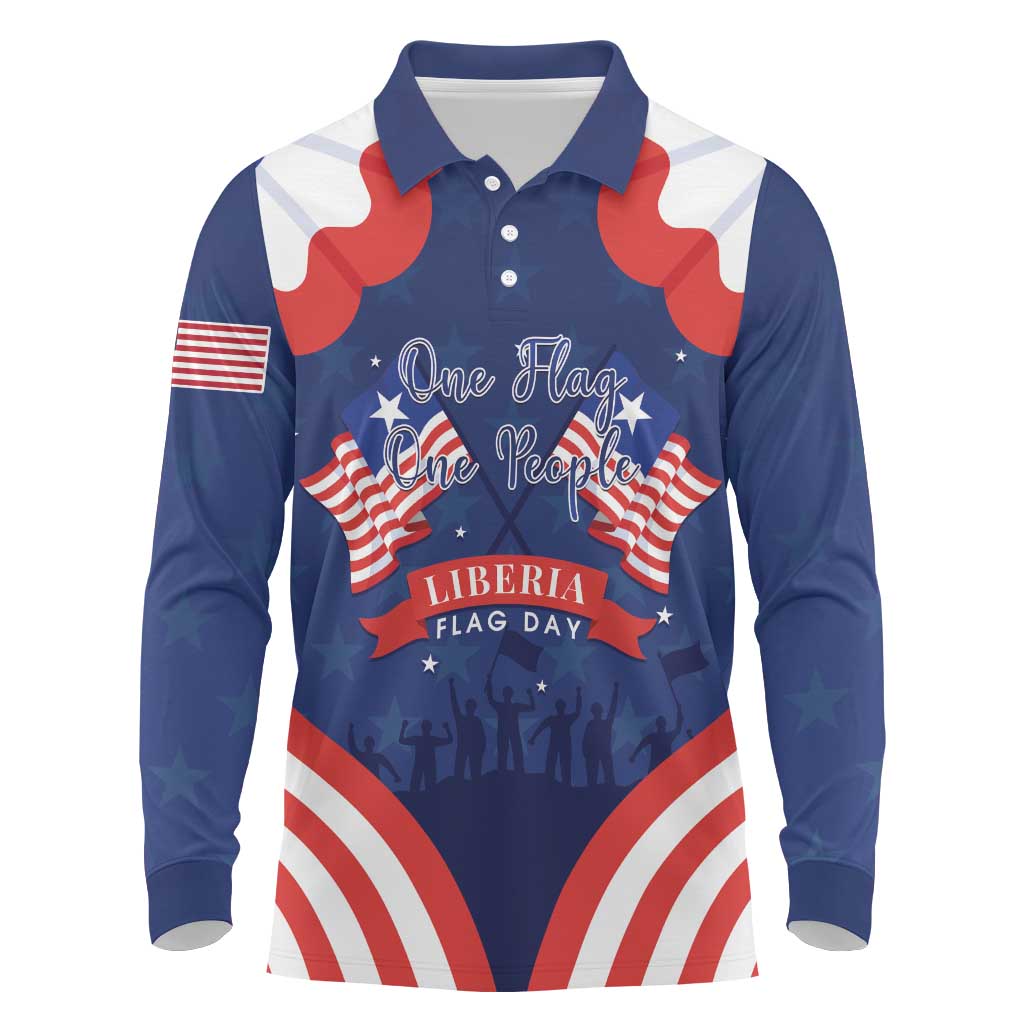 Personalized Happy Liberia Flag Day Long Sleeve Polo Shirt One Flag One People - Wonder Print Shop