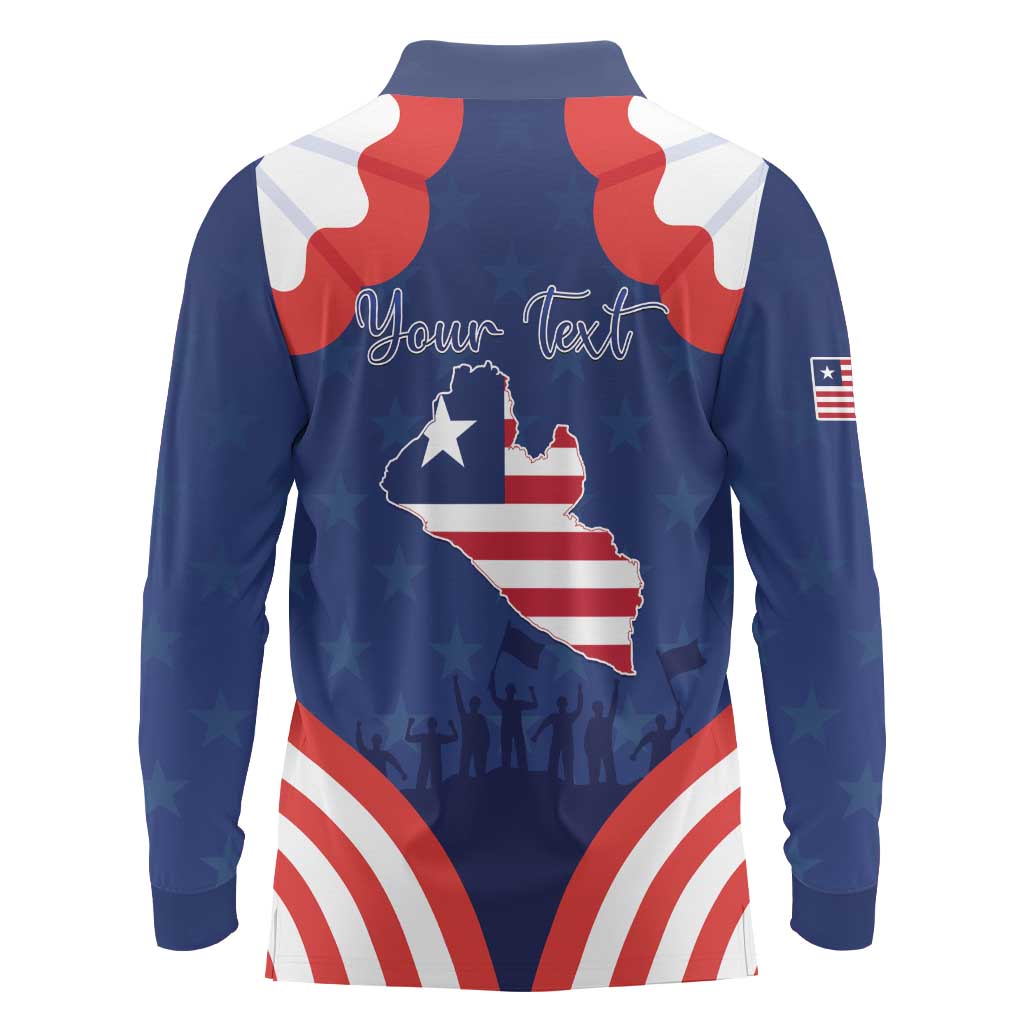 Personalized Happy Liberia Flag Day Long Sleeve Polo Shirt One Flag One People - Wonder Print Shop