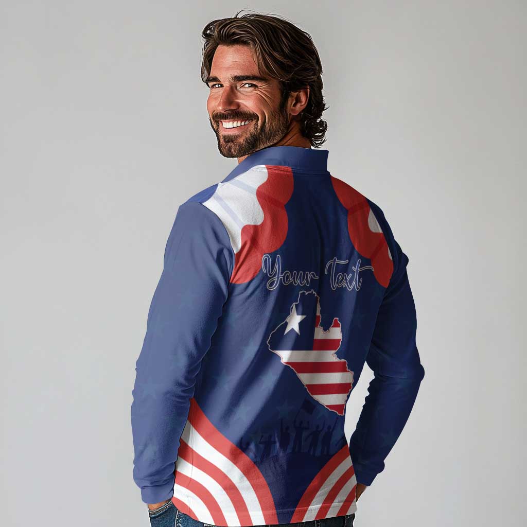 Personalized Happy Liberia Flag Day Long Sleeve Polo Shirt One Flag One People - Wonder Print Shop