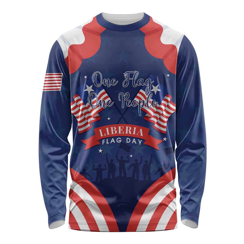 Personalized Happy Liberia Flag Day Long Sleeve Shirt One Flag One People - Wonder Print Shop