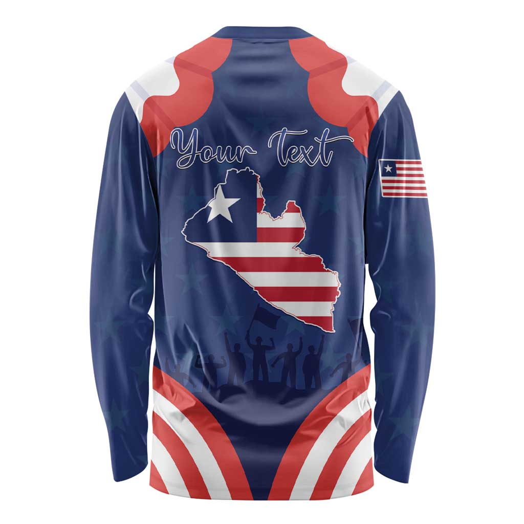 Personalized Happy Liberia Flag Day Long Sleeve Shirt One Flag One People - Wonder Print Shop