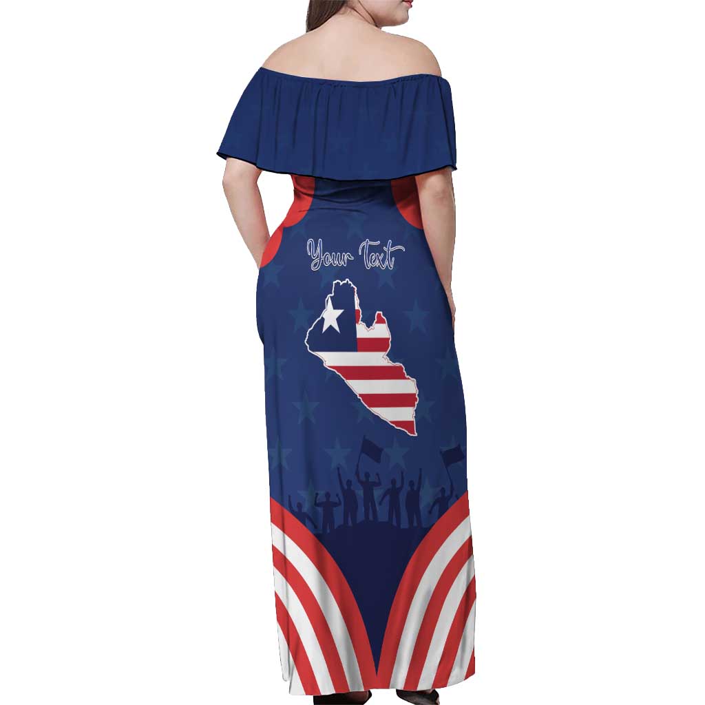 Personalized Happy Liberia Flag Day Off Shoulder Maxi Dress One Flag One People - Wonder Print Shop