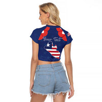 Personalized Happy Liberia Flag Day Raglan Cropped T Shirt One Flag One People - Wonder Print Shop