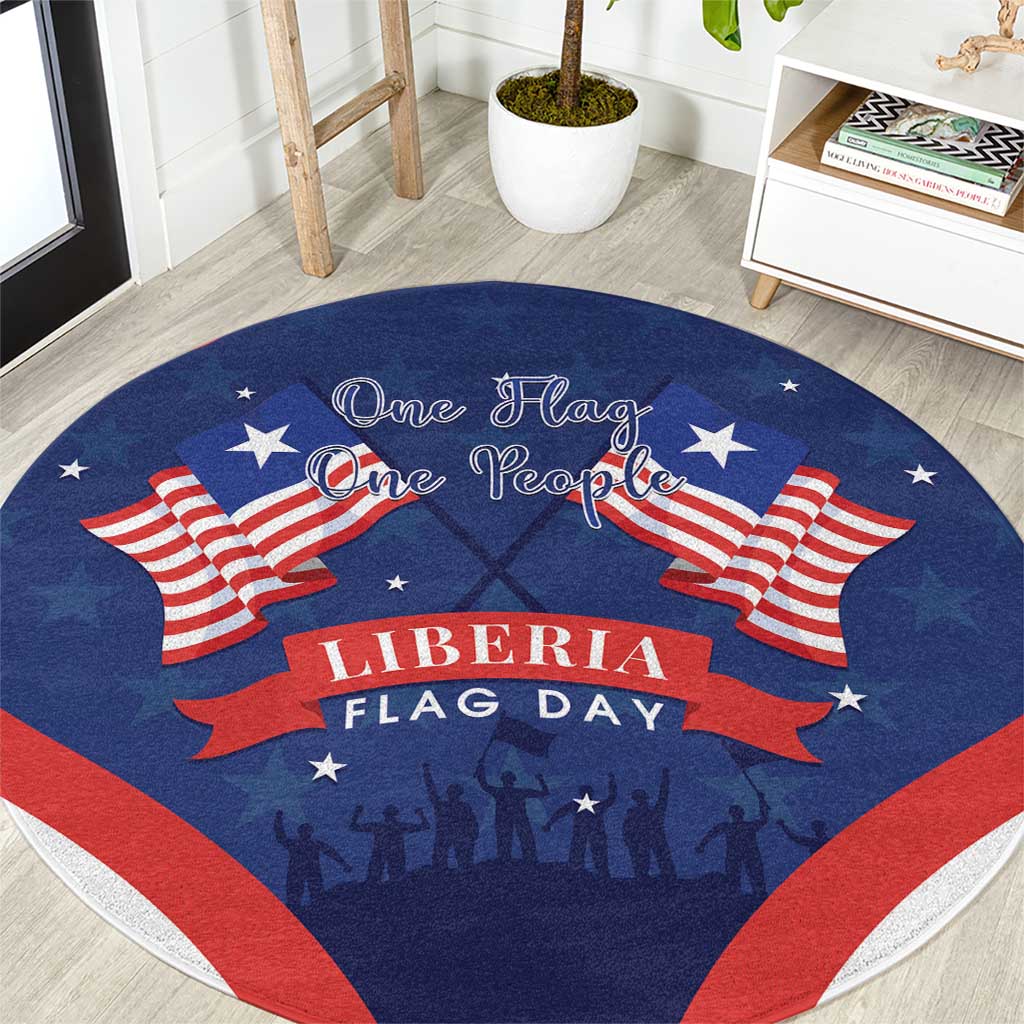 Happy Liberia Flag Day Round Carpet One Flag One People - Wonder Print Shop