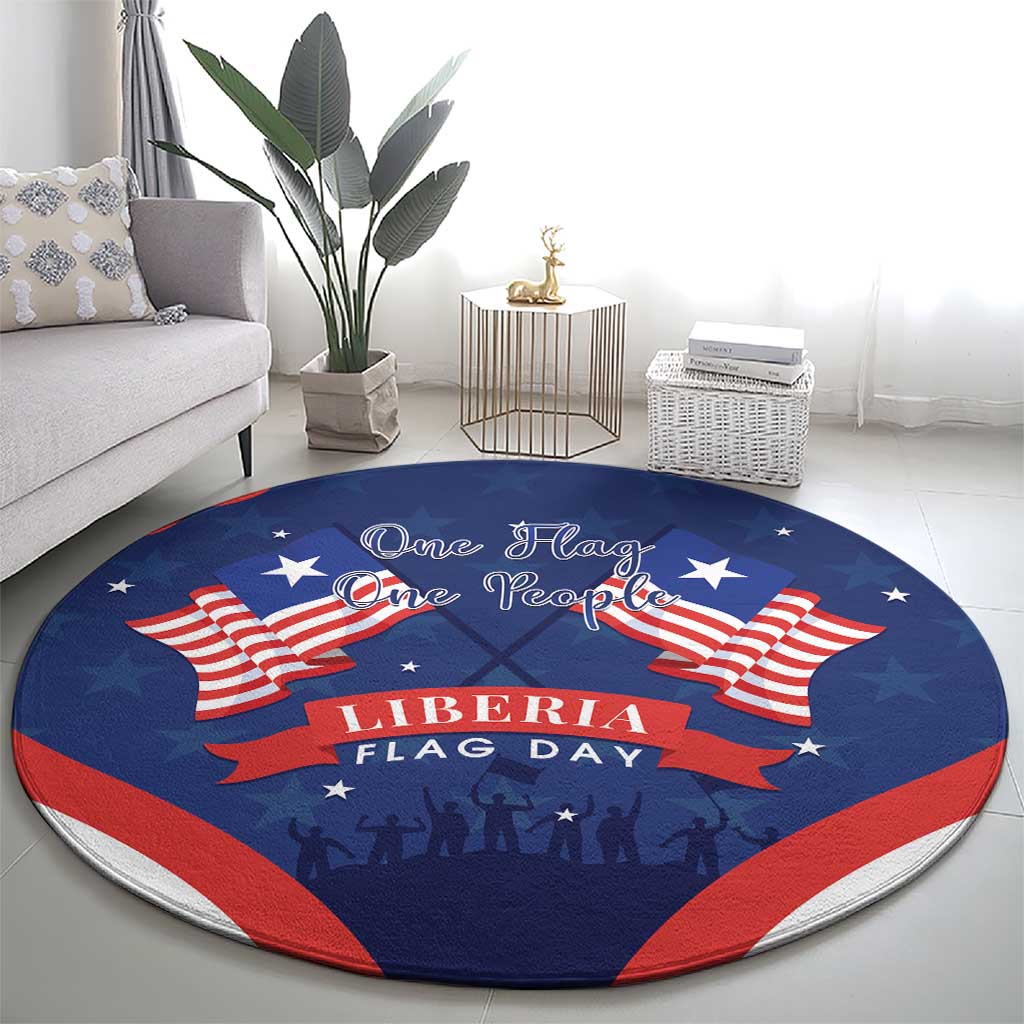 Happy Liberia Flag Day Round Carpet One Flag One People - Wonder Print Shop