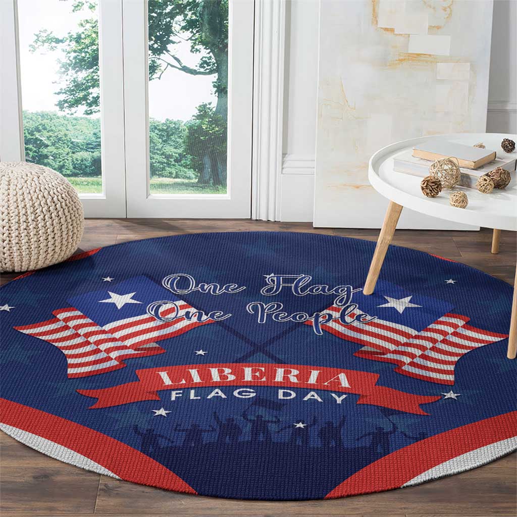 Happy Liberia Flag Day Round Carpet One Flag One People - Wonder Print Shop