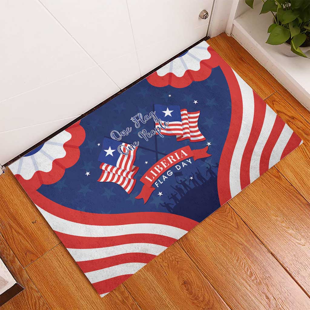 Happy Liberia Flag Day Rubber Doormat One Flag One People - Wonder Print Shop