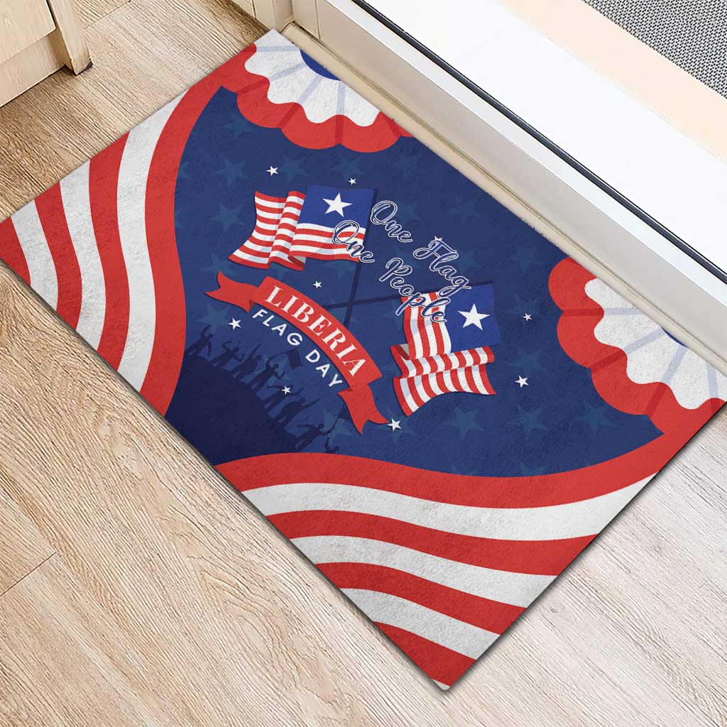 Happy Liberia Flag Day Rubber Doormat One Flag One People - Wonder Print Shop