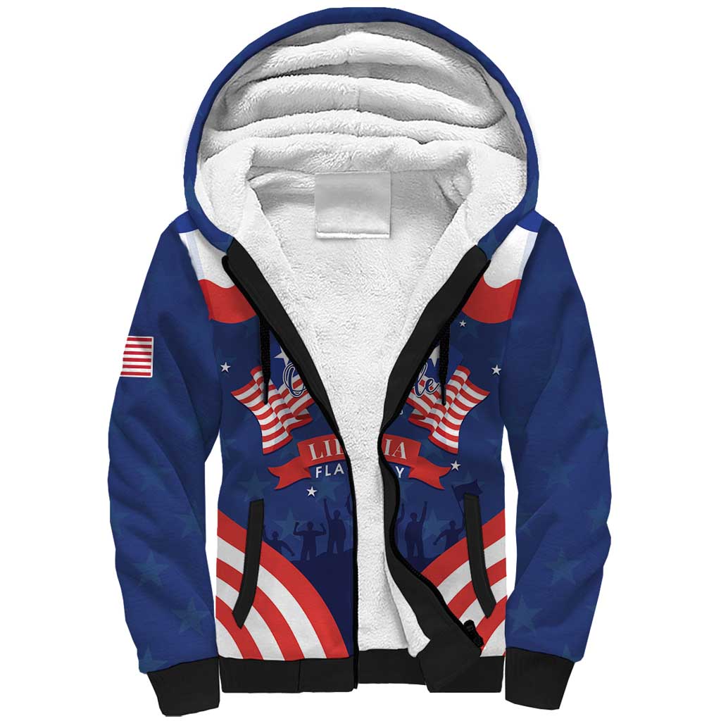 Personalized Happy Liberia Flag Day Sherpa Hoodie One Flag One People - Wonder Print Shop
