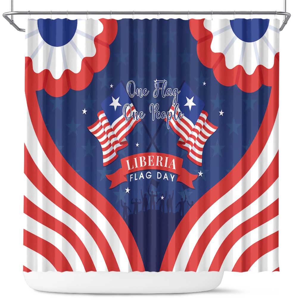 Happy Liberia Flag Day Shower Curtain One Flag One People - Wonder Print Shop