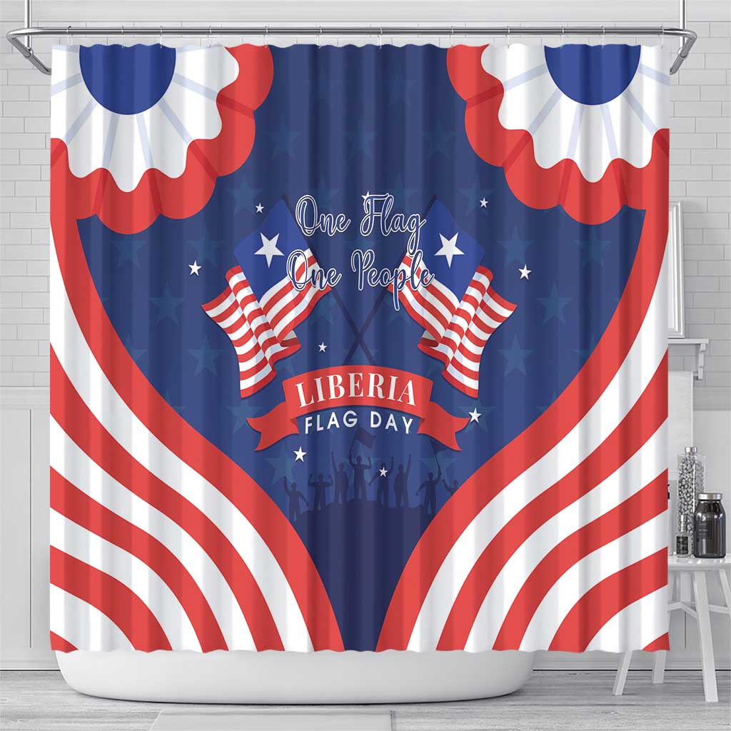 Happy Liberia Flag Day Shower Curtain One Flag One People - Wonder Print Shop