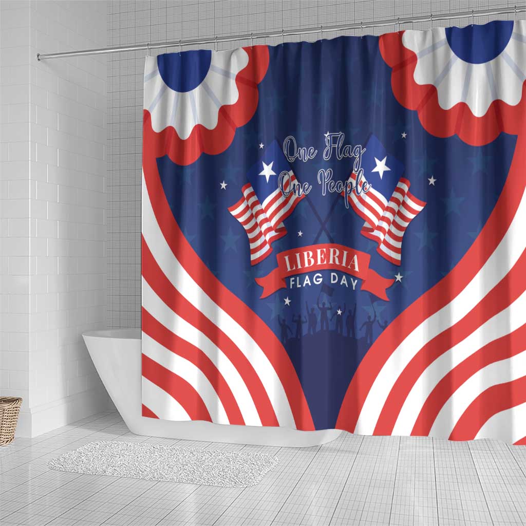 Happy Liberia Flag Day Shower Curtain One Flag One People - Wonder Print Shop