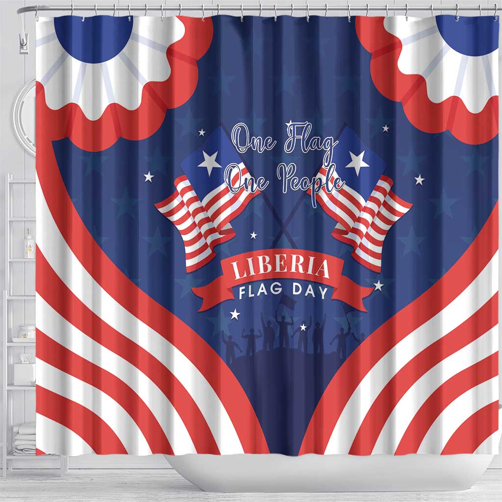Happy Liberia Flag Day Shower Curtain One Flag One People - Wonder Print Shop