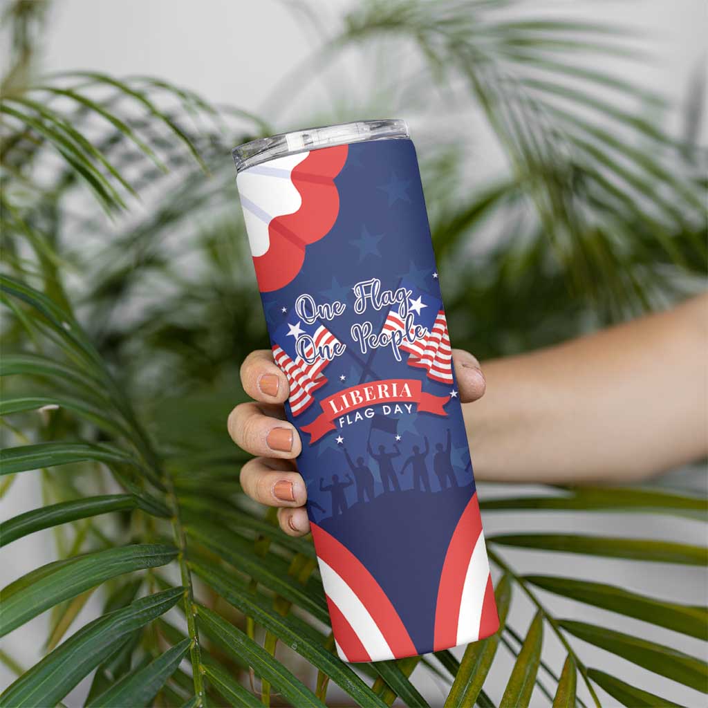 Personalized Happy Liberia Flag Day Skinny Tumbler One Flag One People - Wonder Print Shop