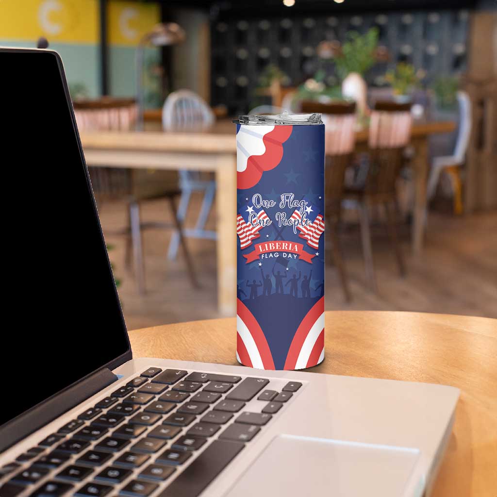Personalized Happy Liberia Flag Day Skinny Tumbler One Flag One People - Wonder Print Shop