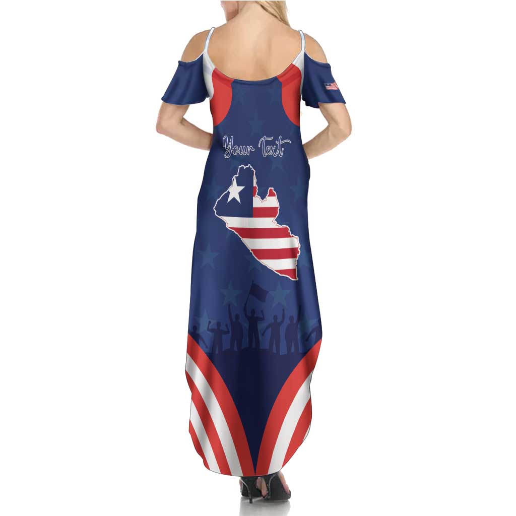 Personalized Happy Liberia Flag Day Summer Maxi Dress One Flag One People - Wonder Print Shop