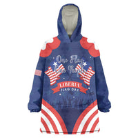Personalized Happy Liberia Flag Day Wearable Blanket Hoodie One Flag One People - Wonder Print Shop