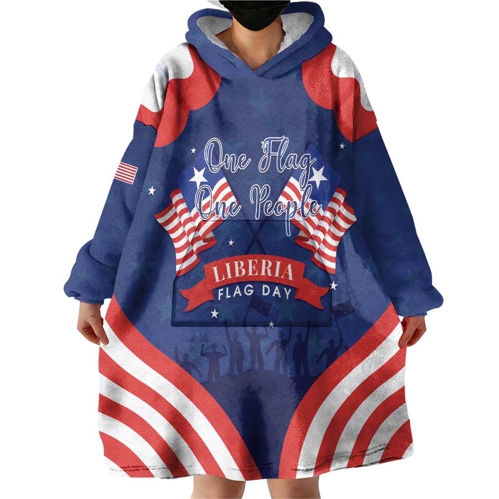 Personalized Happy Liberia Flag Day Wearable Blanket Hoodie One Flag One People - Wonder Print Shop