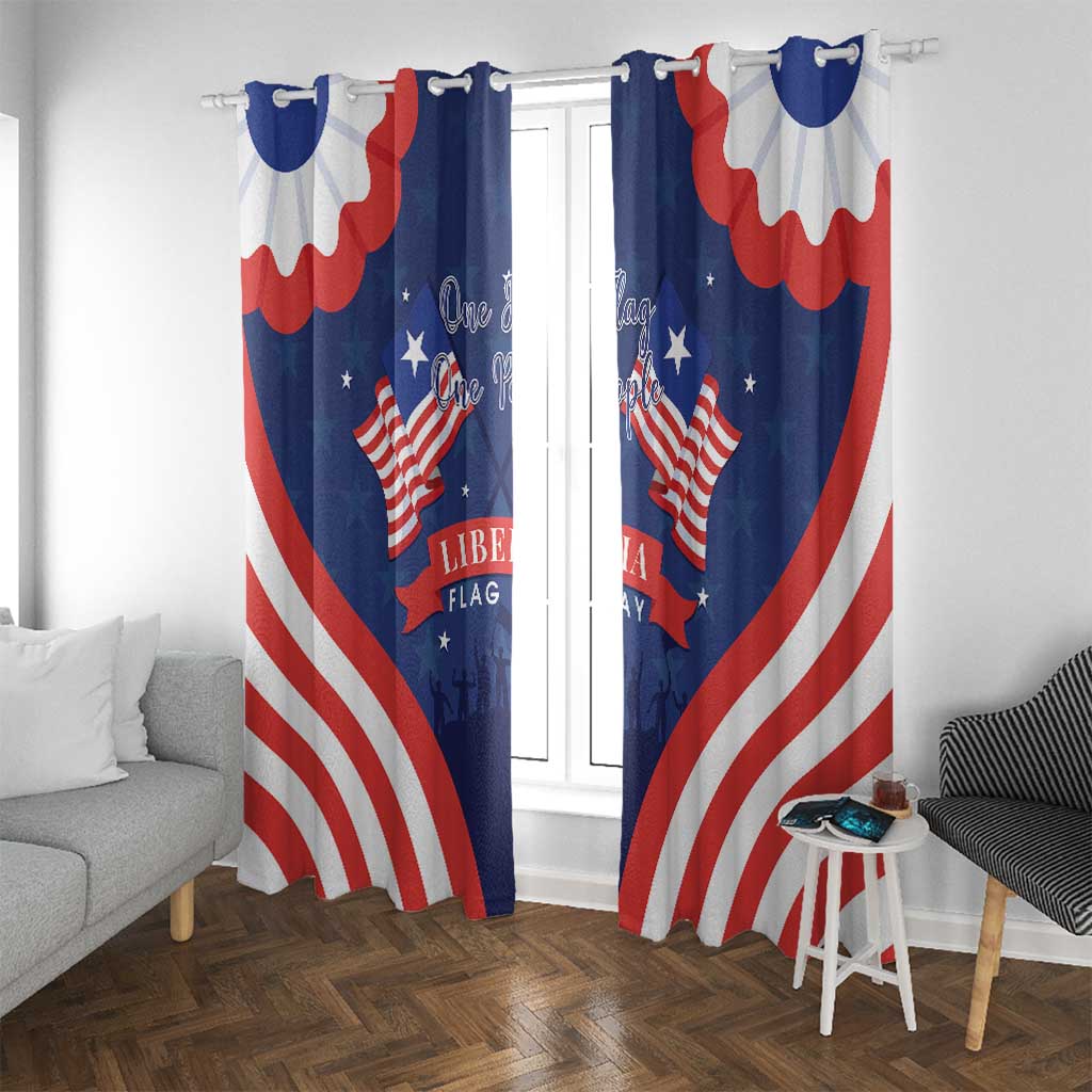 Happy Liberia Flag Day Window Curtain One Flag One People - Wonder Print Shop