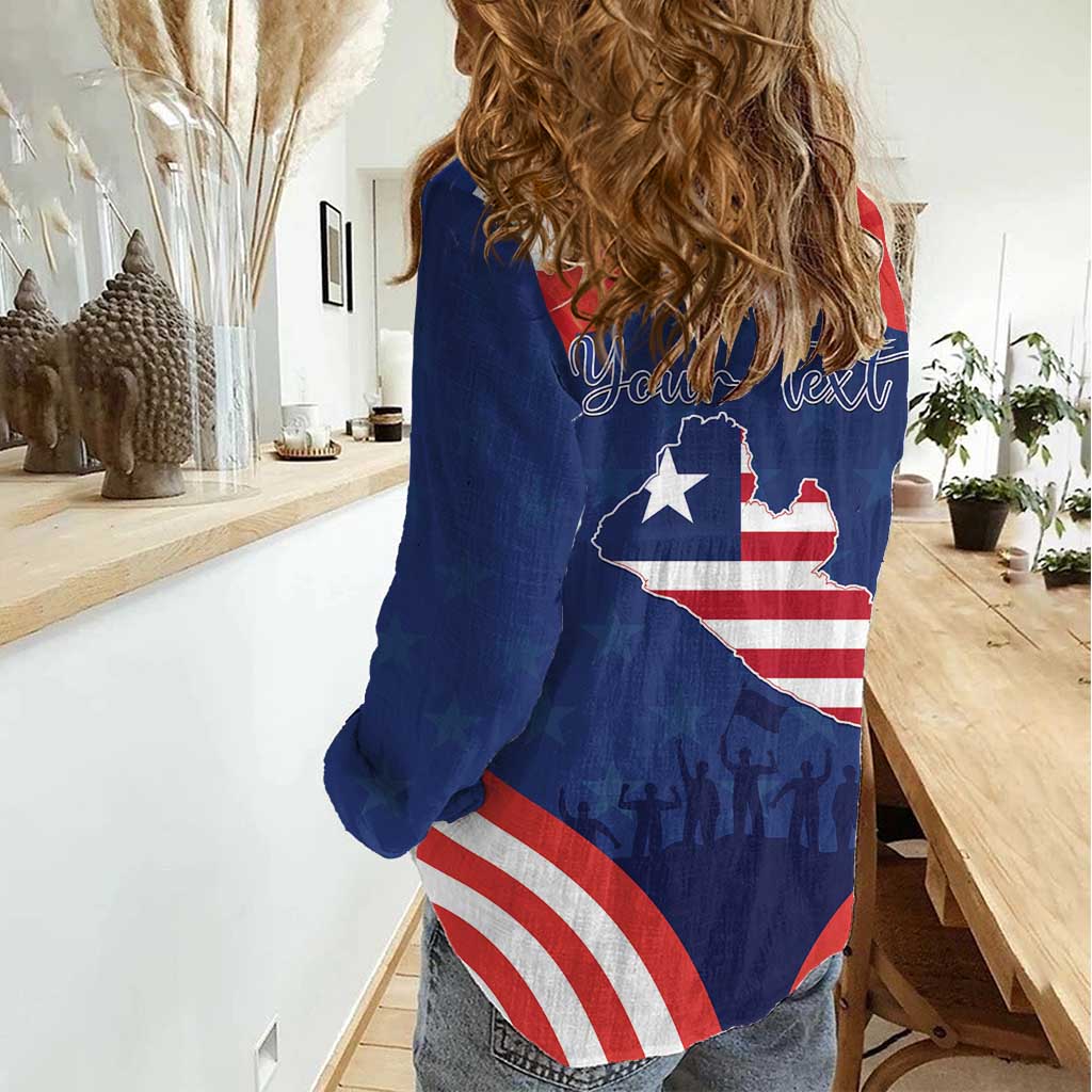 Personalized Happy Liberia Flag Day Women Casual Shirt One Flag One People - Wonder Print Shop