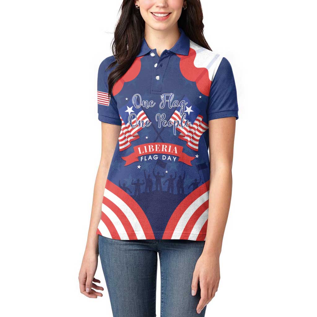 Personalized Happy Liberia Flag Day Women Polo Shirt One Flag One People - Wonder Print Shop