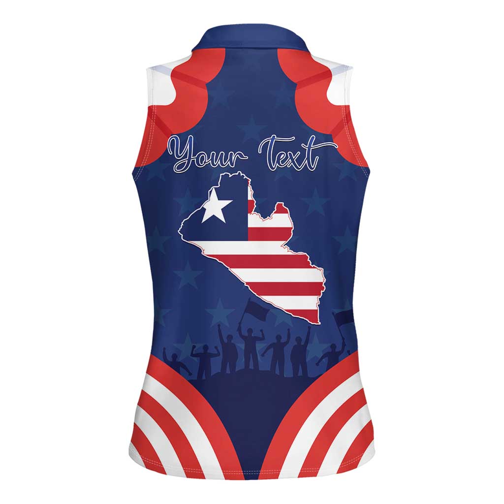 Personalized Happy Liberia Flag Day Women Sleeveless Polo Shirt One Flag One People - Wonder Print Shop