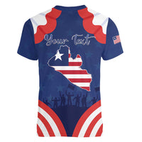 Personalized Happy Liberia Flag Day Women V-Neck T-Shirt One Flag One People - Wonder Print Shop