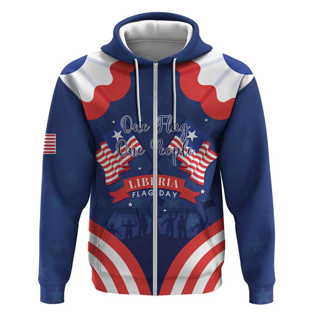 Personalized Happy Liberia Flag Day Zip Hoodie One Flag One People - Wonder Print Shop