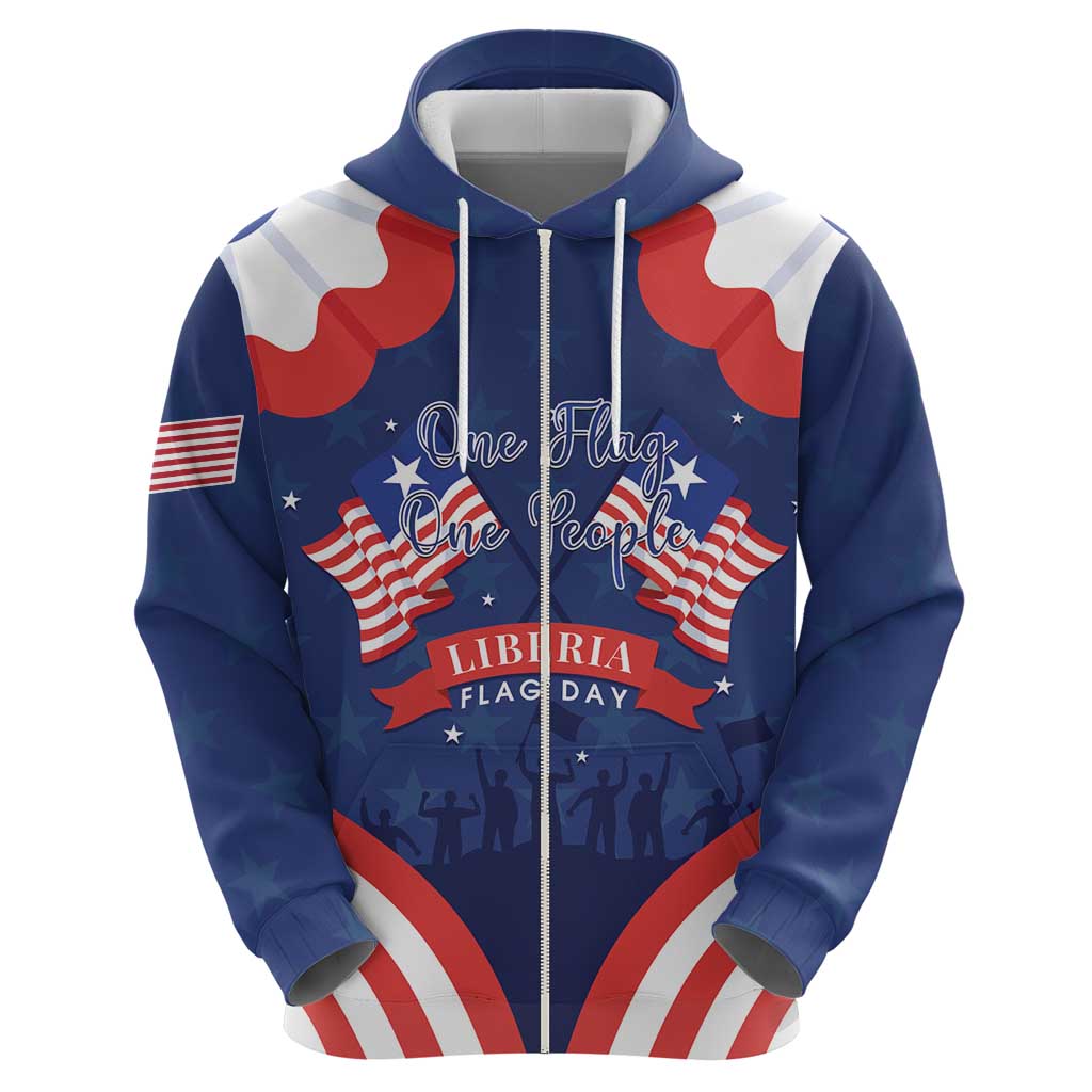 Personalized Happy Liberia Flag Day Zip Hoodie One Flag One People - Wonder Print Shop
