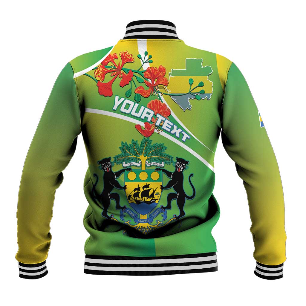 Personalized Gabon Independence Day Baseball Jacket Coat Of Arms With Map - Wonder Print Shop