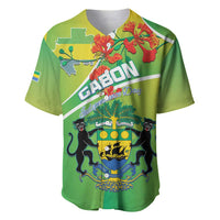 Personalized Gabon Independence Day Baseball Jersey Coat Of Arms With Map - Wonder Print Shop