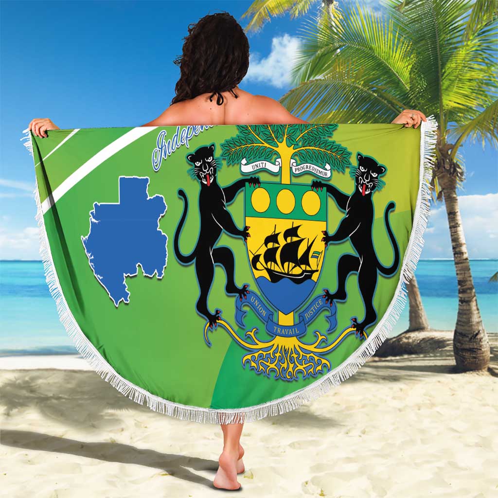 Gabon Independence Day Beach Blanket Coat Of Arms With Map - Wonder Print Shop