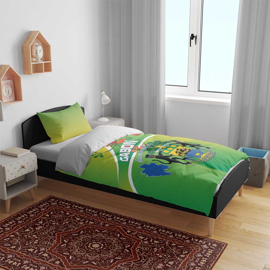 Gabon Independence Day Bedding Set Coat Of Arms With Map - Wonder Print Shop