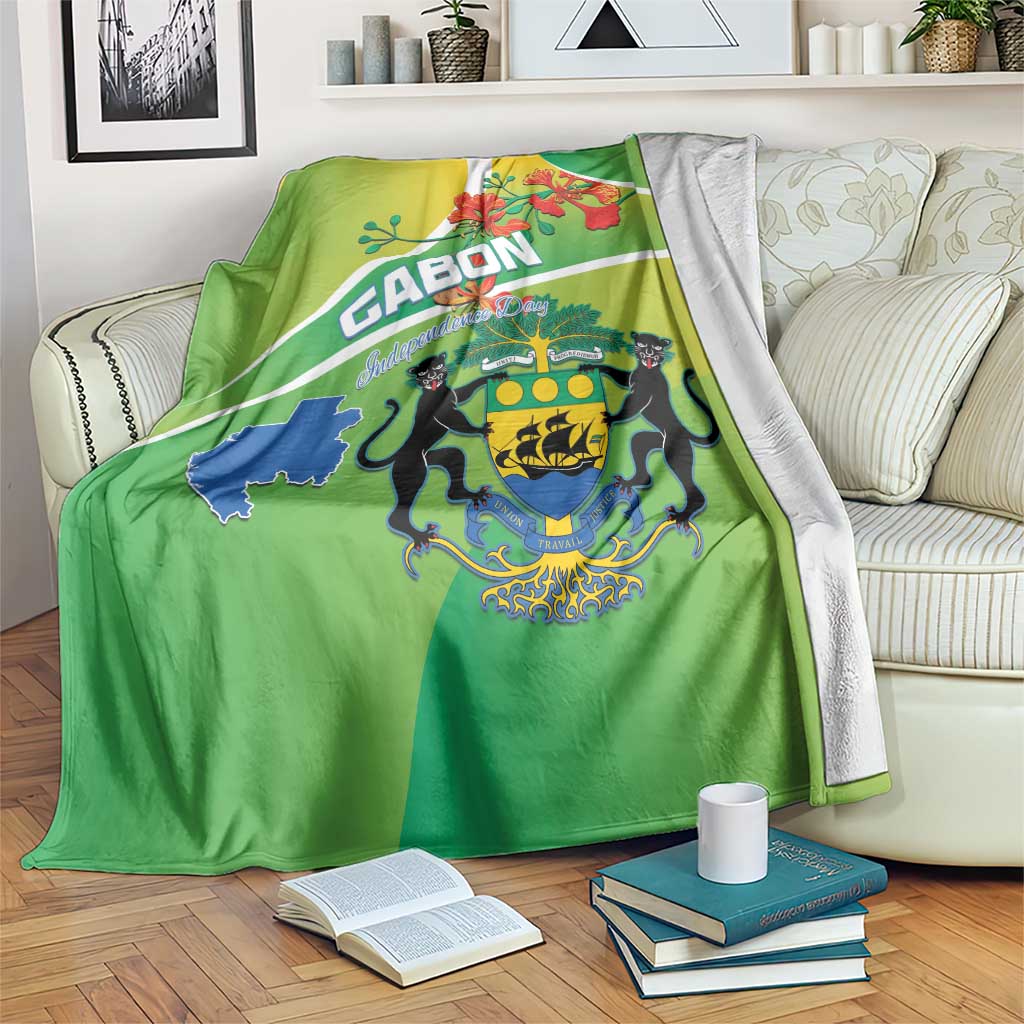 Gabon Independence Day Blanket Coat Of Arms With Map - Wonder Print Shop