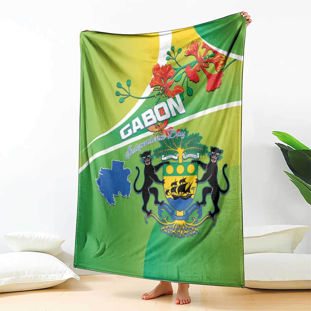 Gabon Independence Day Blanket Coat Of Arms With Map - Wonder Print Shop