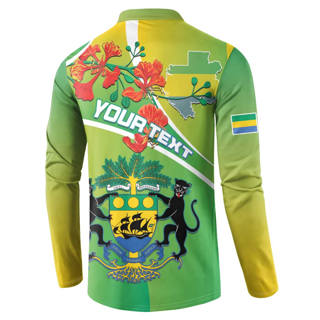 Personalized Gabon Independence Day Button Sweatshirt Coat Of Arms With Map - Wonder Print Shop