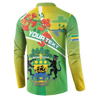 Personalized Gabon Independence Day Button Sweatshirt Coat Of Arms With Map - Wonder Print Shop