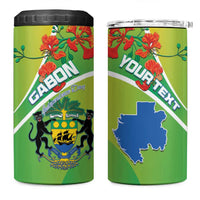 Personalized Gabon Independence Day 4 in 1 Can Cooler Tumbler Coat Of Arms With Map - Wonder Print Shop