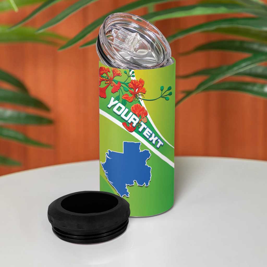 Personalized Gabon Independence Day 4 in 1 Can Cooler Tumbler Coat Of Arms With Map - Wonder Print Shop
