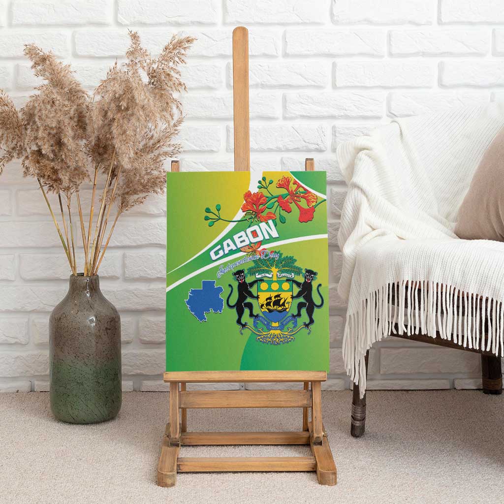 Gabon Independence Day Canvas Wall Art Coat Of Arms With Map - Wonder Print Shop