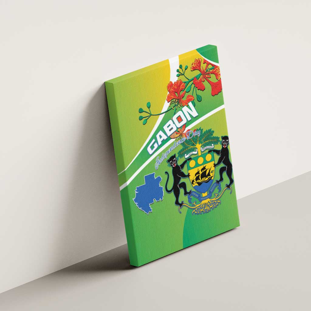 Gabon Independence Day Canvas Wall Art Coat Of Arms With Map - Wonder Print Shop