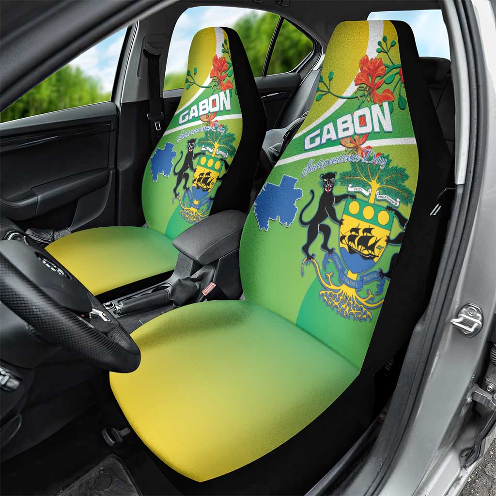 Gabon Independence Day Car Seat Cover Coat Of Arms With Map - Wonder Print Shop