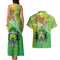 Personalized Gabon Independence Day Couples Matching Tank Maxi Dress and Hawaiian Shirt Coat Of Arms With Map - Wonder Print Shop