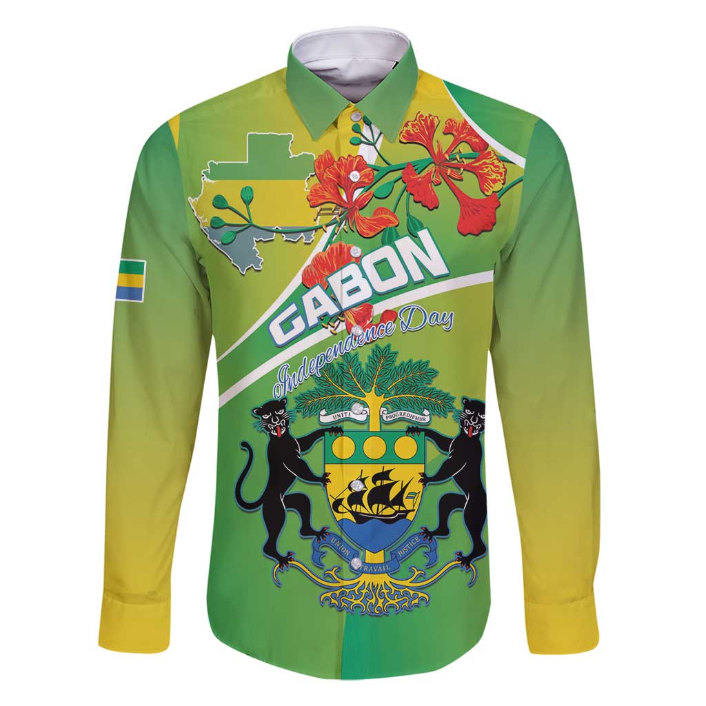 Personalized Gabon Independence Day Family Matching Mermaid Dress and Hawaiian Shirt Coat Of Arms With Map - Wonder Print Shop